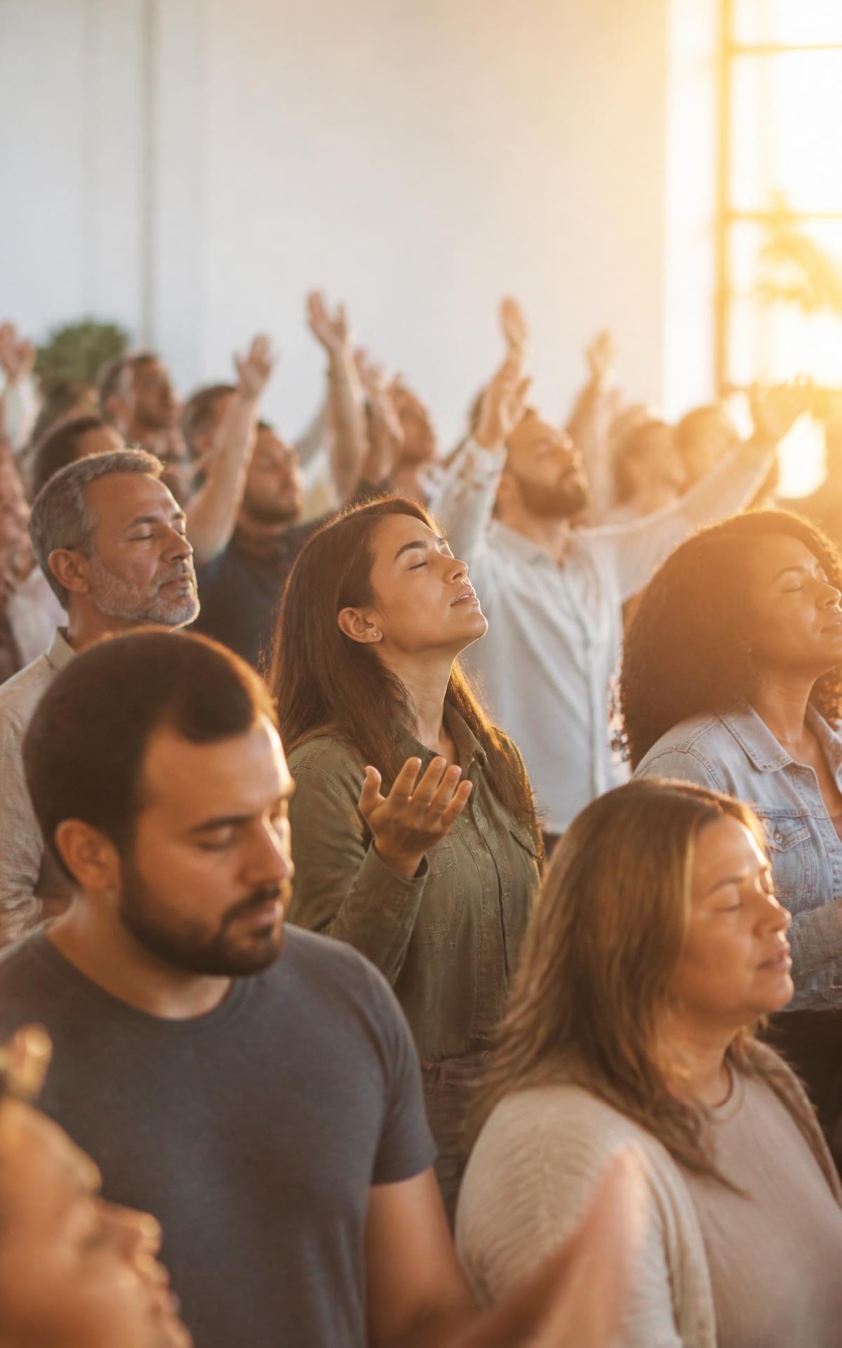 Congregation worshipping